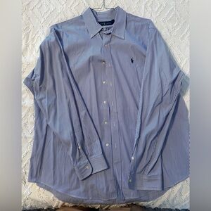 Polo Ralph Lauren blue and white pinstriped long sleeve button down. Size XXL
